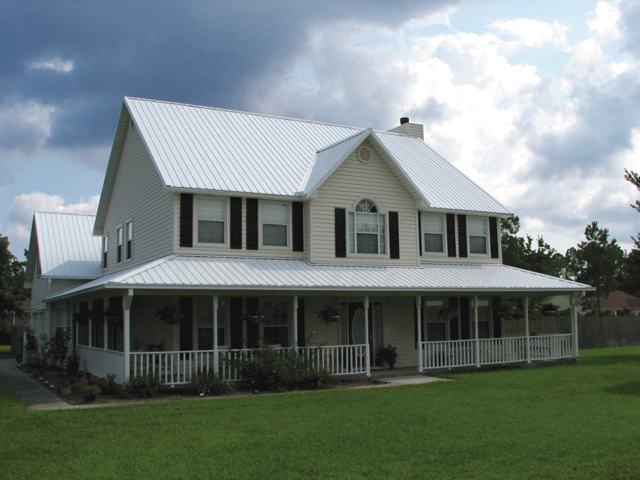 White Houses with Metal Roofs